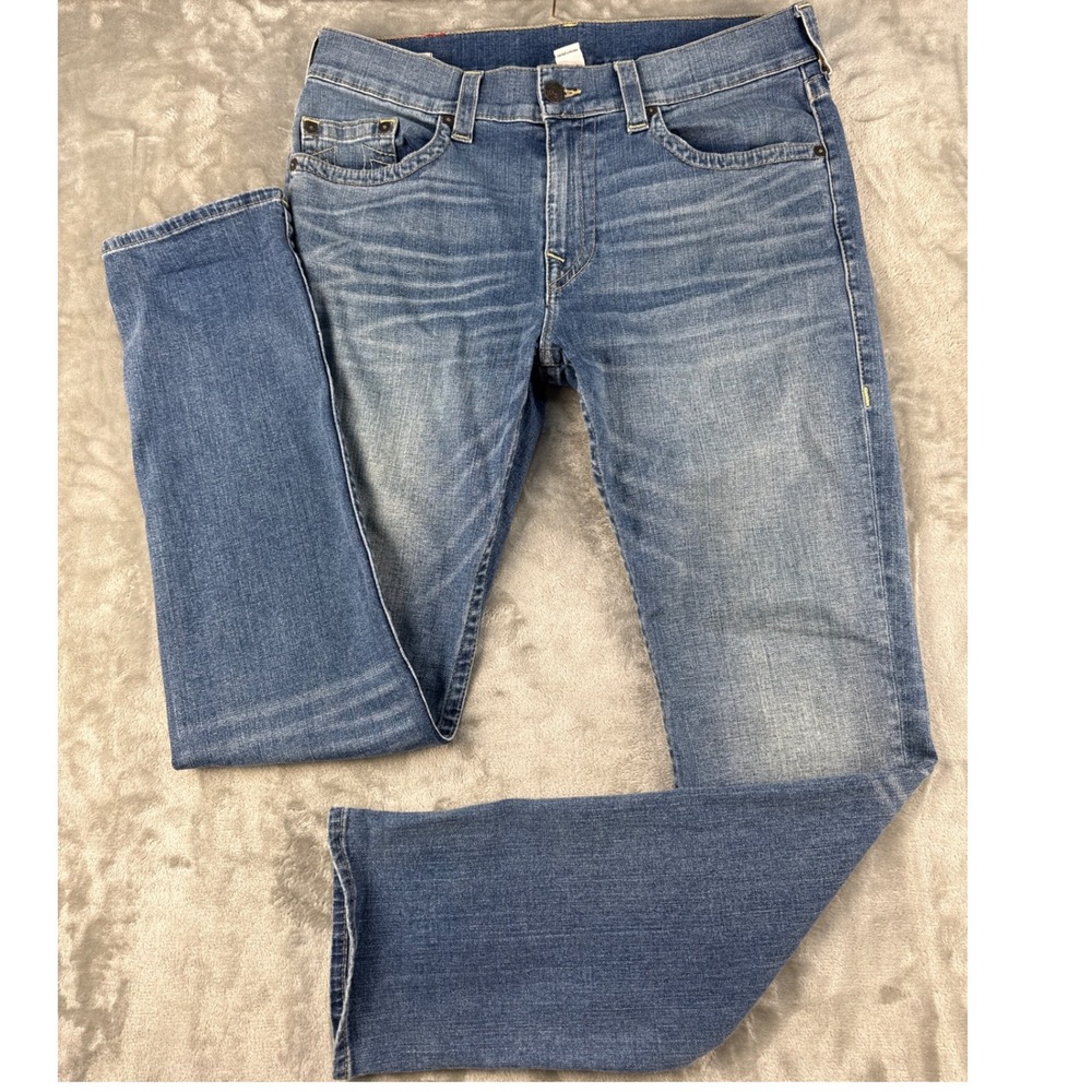 True Religion Jeans Mens 36 Geno No Flap SN Blue Americana Aqua EUC